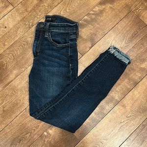 Joes women’s size 25 “Rikki” dark jeans with cropped rolled torn hem